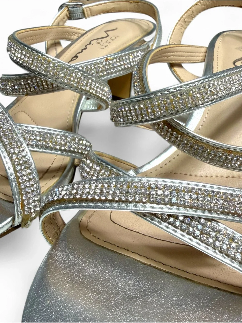 Touch of Nina Strappy Silver Metallic Dress Sandals with 2.5-inch Heel